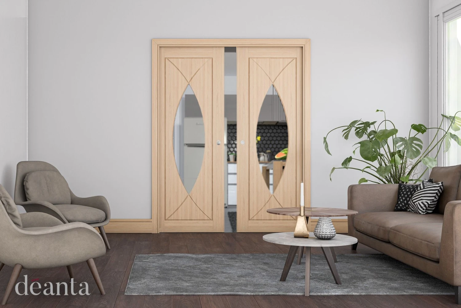 Deanta Oak Pre Finished Internal Amalfi Glazed Door - Image 2