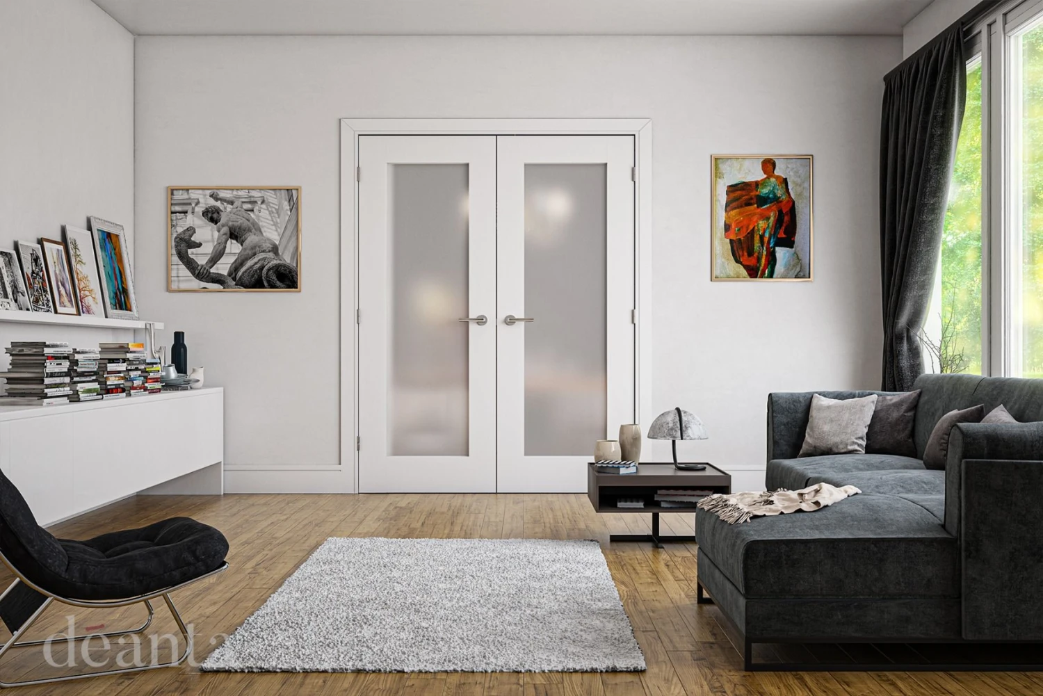 Deanta White Primed Denver Door With Frosted Glass - Image 3