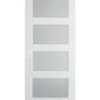 LPD Internal White Primed Smooth Contemporary 4 Panel Glazed Door With Frosted Glass