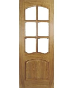LPD Internal Un-finished Oak Riviera Door With Bevelled Glass And Raised Mouldings