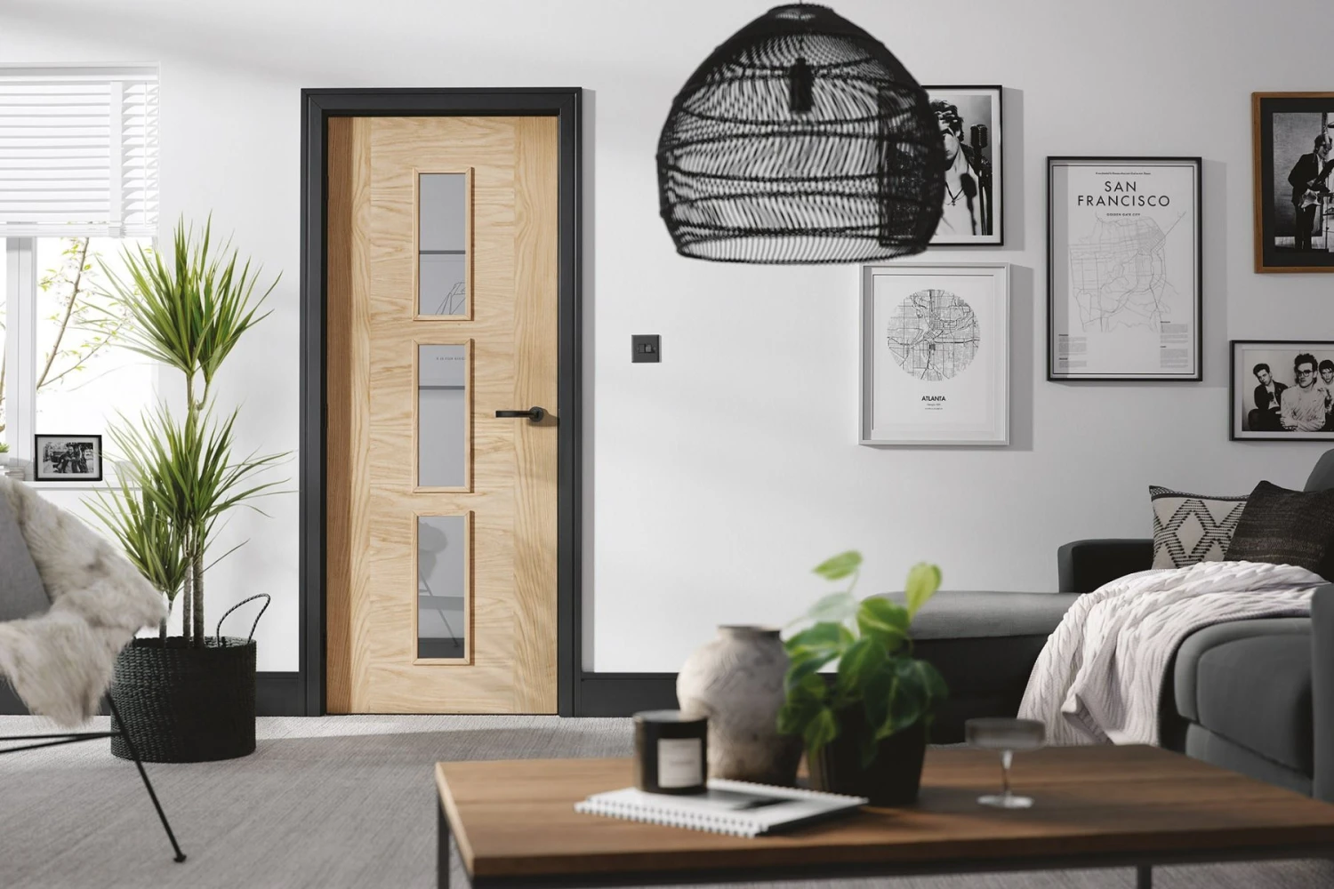 LPD Internal Pre-Finished Oak Sofia Glazed 3L Door - Image 2