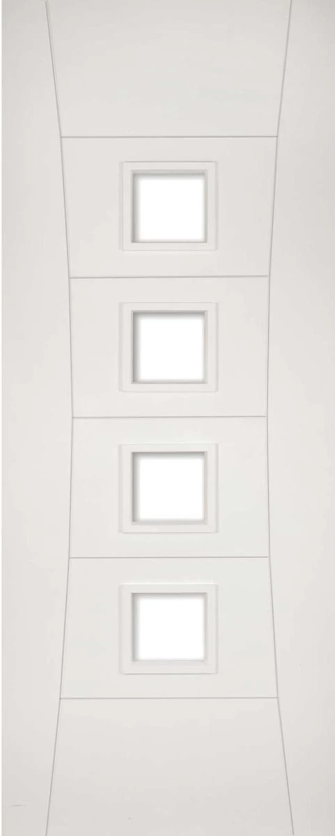 Deanta Internal Pamplona White Primed Glazed Fire Door FD30
