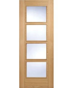 LPD Internal Oak Vancouver 4 Light Clear Glazed Pre-finished Fire Door