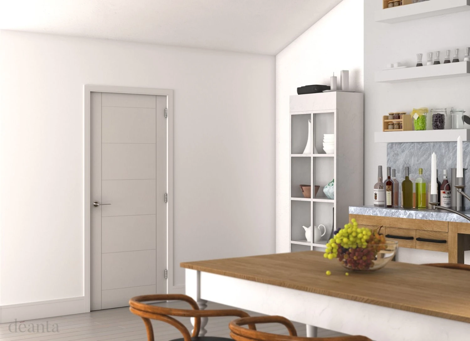 Deanta Internal White Primed Seville Fire Door FD30 - Image 3