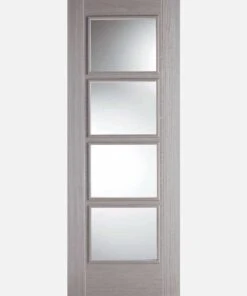 LPD Internal Pre-Finished 4 Panel Vancouver Glazed Light Grey Door