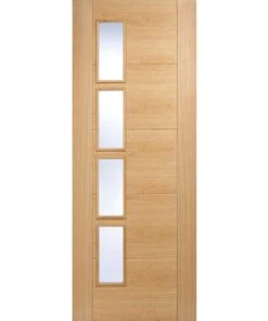 LPD Internal Oak Vancouver 4 Light Offset Clear Glazed Pre-finished Door